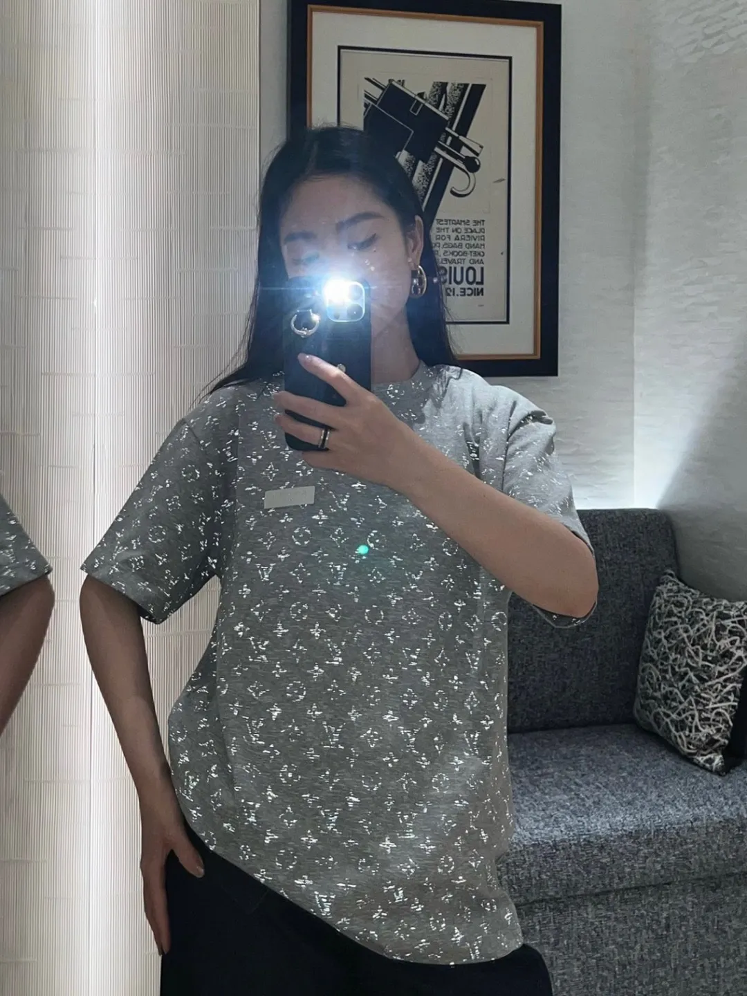 Louis Vuitton/Louis Vuitton Monogram Reflective Print Full Print Short Sleeve